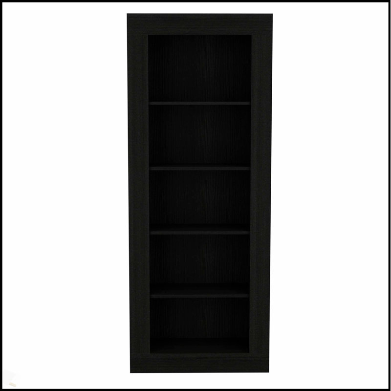 Bibliothèque Brighton à 5 tablettes au fini noir élégant, parfaite pour les solutions de rangement organisées et élégantes