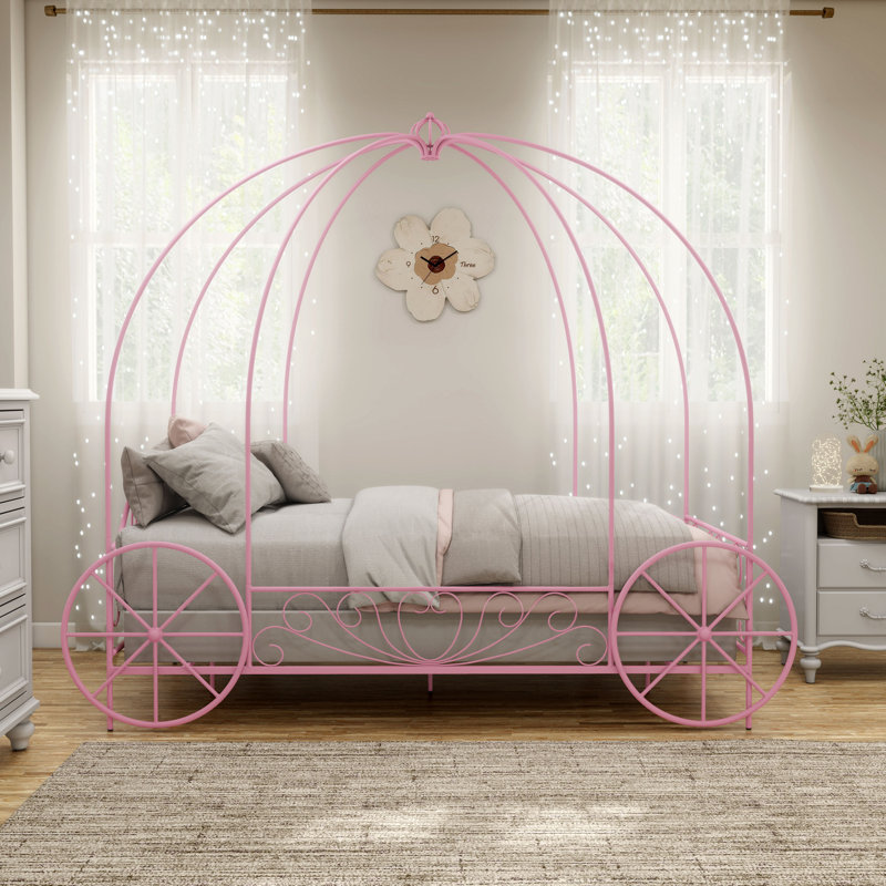 Lit simple en métal Larrison, Rose
