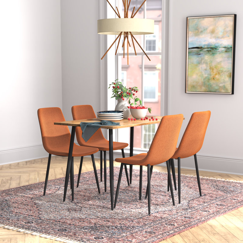 Ensemble de table de salle à manger pour 4 personnes Tapscott avec table rectangulaire 47 po et 8 chaises rembourrées en tissu