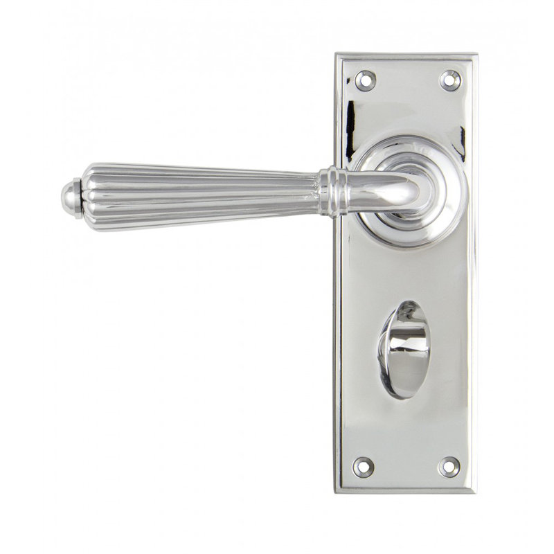 Hinton Bathroom Door Handle Kit, Polished Chrome