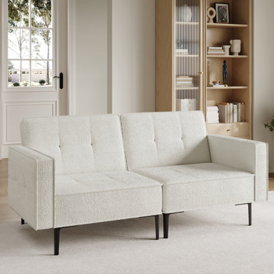 Canapé de 68 po de largeur, causeuse moderne pour le salon, petit canapé rembourré pour la chambre à coucher, causeuse solide et facile à installer pour le salon, appartement, bureau, blanc