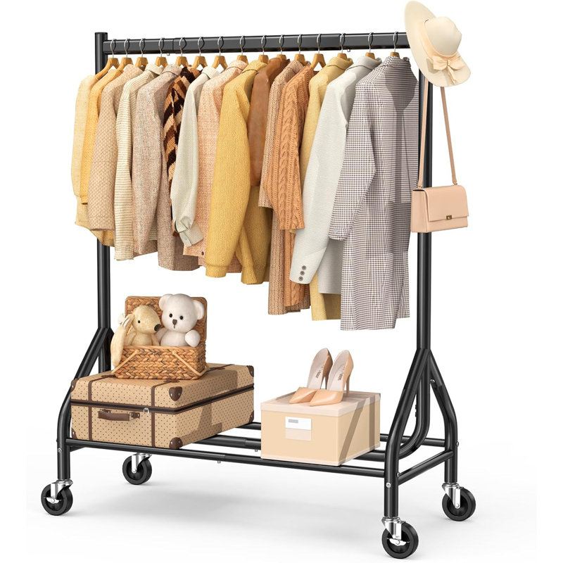 110cm Rolling Clothing Rack, Black