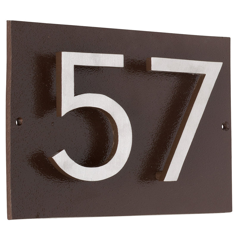 Plaque d’adresse murale sur 1 ligne flottante, Bronze romain, Nickel satiné deux tons, Oui