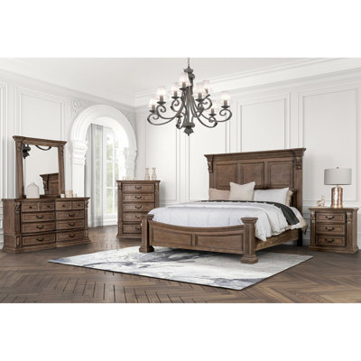 Mobilier de chambre à coucher de style transitionnel avec finition de dentil de style transitionnel 1 pièce