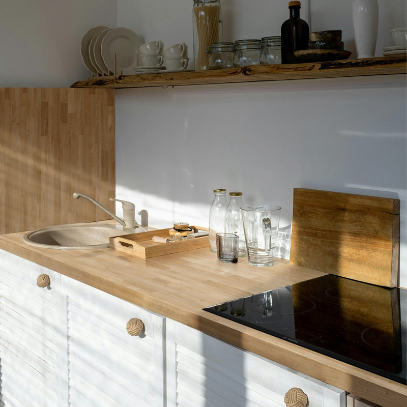 Unfinished Birch Solid Wood Butcher Block Countertop for DIY Kitchen Countertop, Desk Top, Workbench 25" Width, Natural Wood