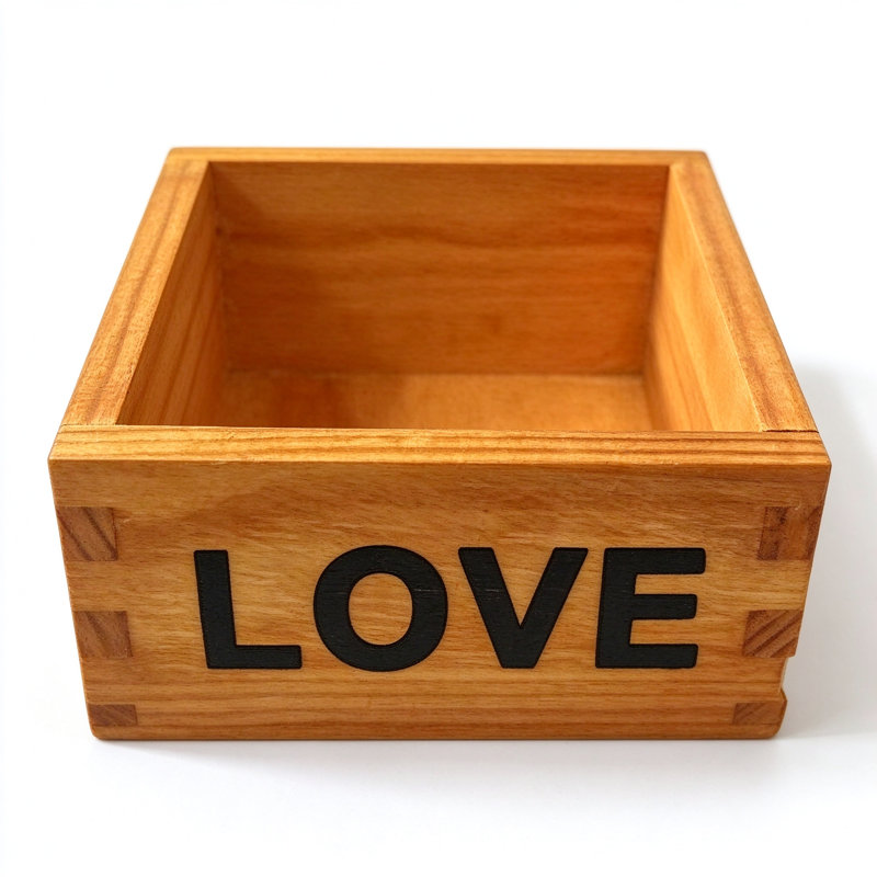 Boîte à fleurs en bois massif - pot de fleurs en bois LOVE, 5,9 x 5,9 x 5,9 po