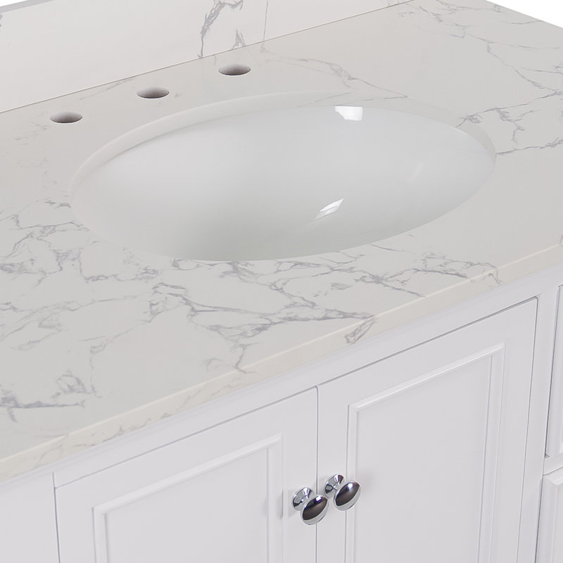 Ensemble de meuble-lavabo simple 36 po Ferdinand, Blanc, Marbre d'ingénierie