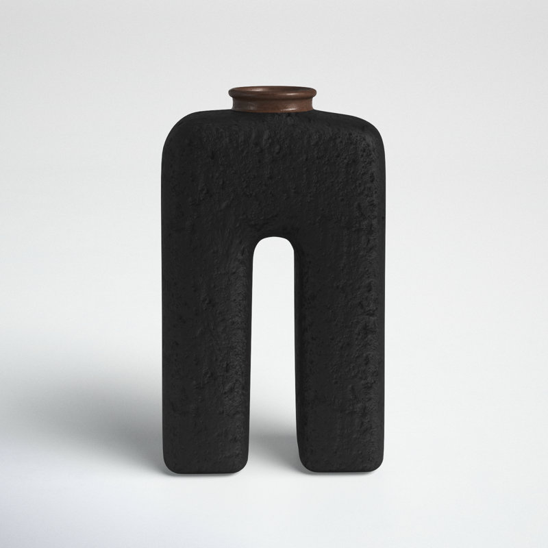 Decorative Pottery and Ecomix Vase with Modern Sculptural Design and Unique Rectangular Cut-Out Shape for Contemporary Stylish Accents.