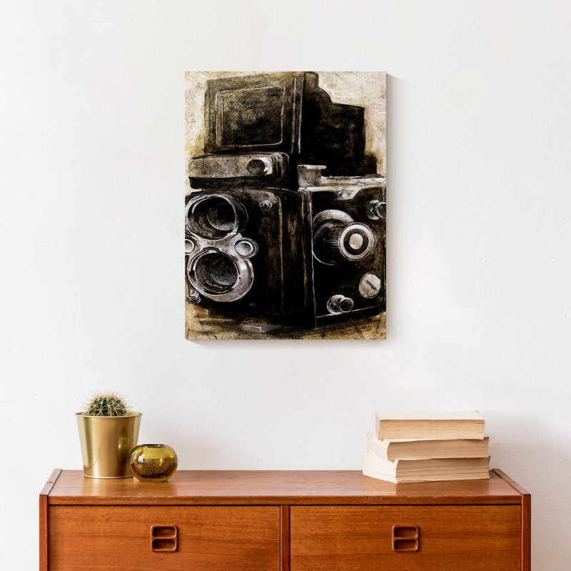 Appareil photo rétro sur toile, H 16 po x l 12 po x P 1,25 po, Sans cadre
