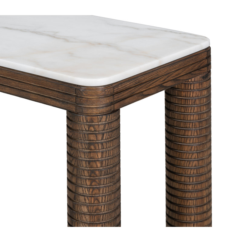 Durham Oak Wood with Grecian White Marble Top 72" Console Table