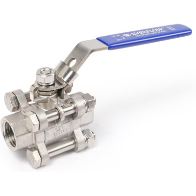 Robinet à boisseau sphérique 3 pièces 1/2 po en acier inoxydable 1/2 po avec poignée verrouillable bleue 1000 WOG
