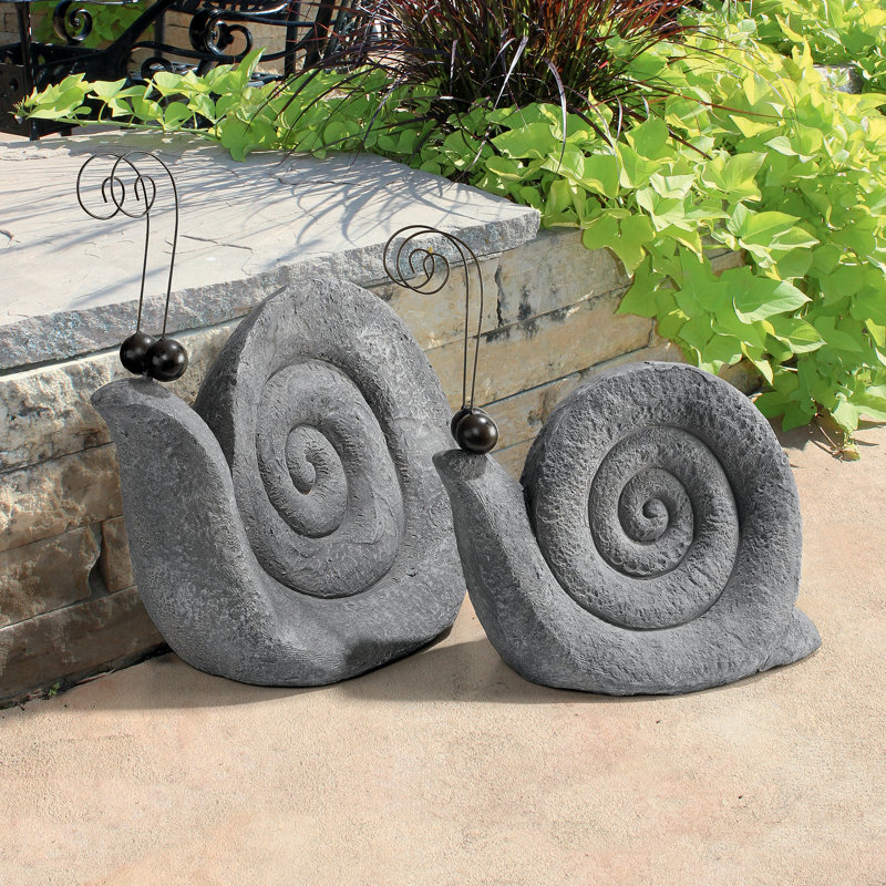 Medium Gray Stone Resin Snail Garden Statue