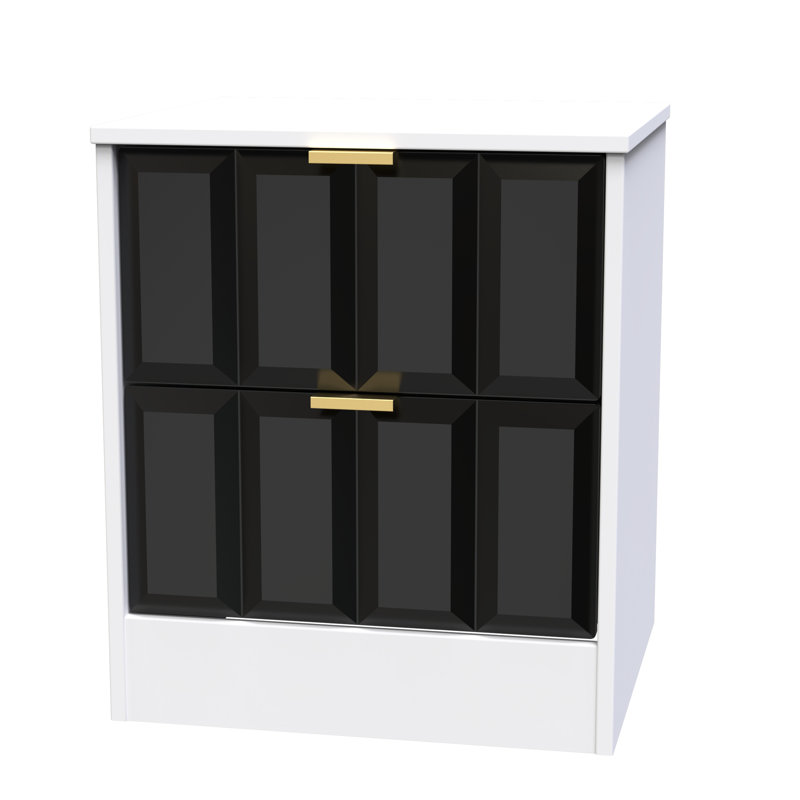 Doss 45cm W Manufactured Wood Bedside Table, Deep Black/White Matt