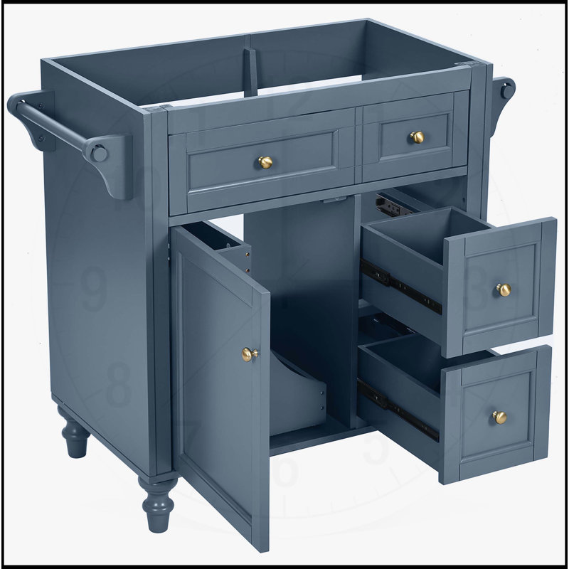 Meuble-lavabo de 30 po sans lavabo supérieur, Bleu