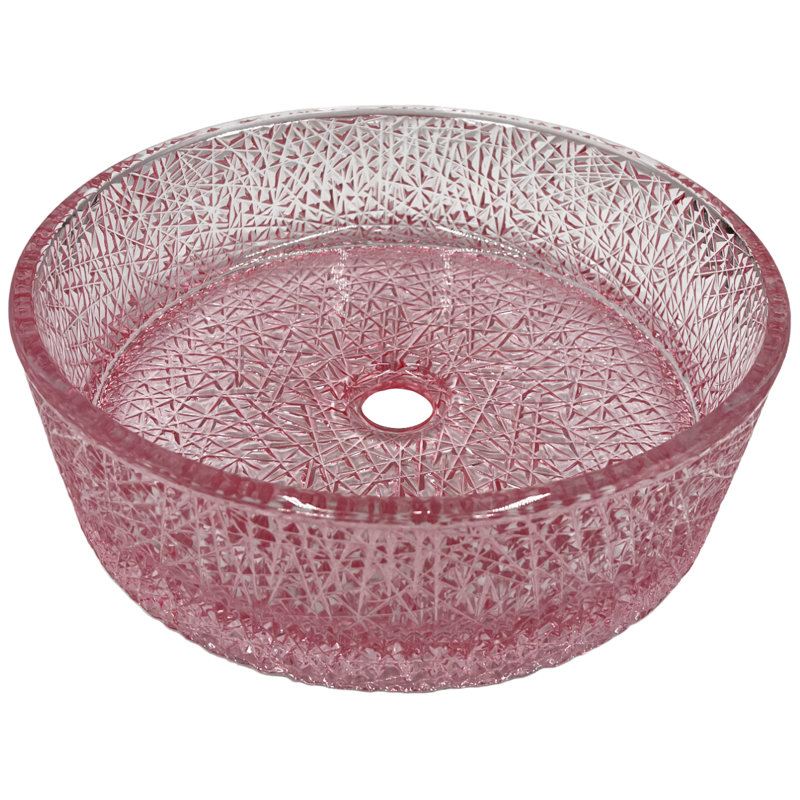 Stadium 14" Glass Circular Bathroom Vessel Sink - Timeless Collection, Pink Champagne