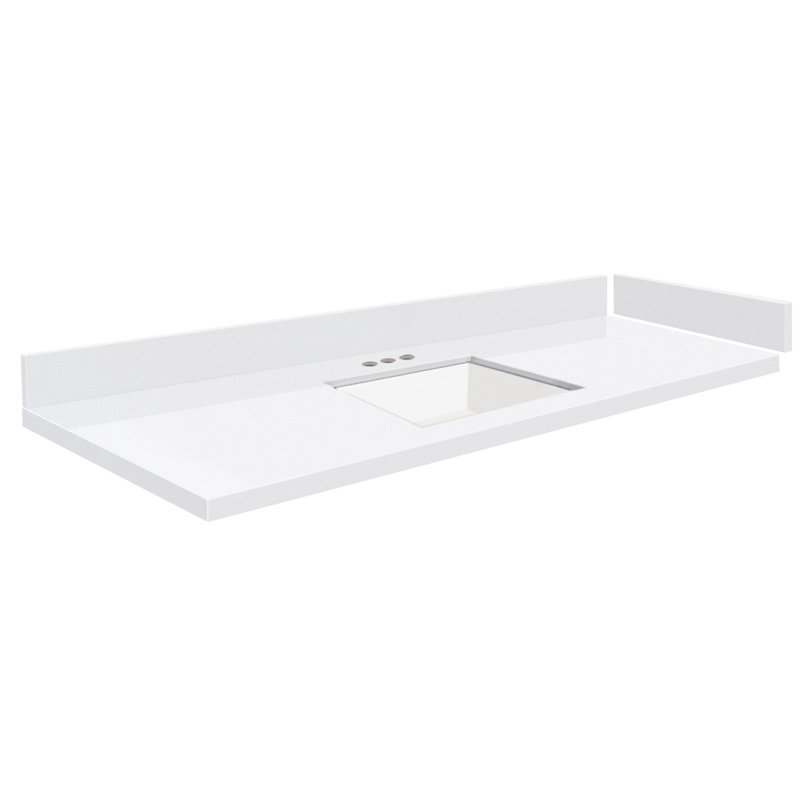 Dessus de meuble-lavabo simple 58,25 avec 3 trous de robinet, Blanc Miami