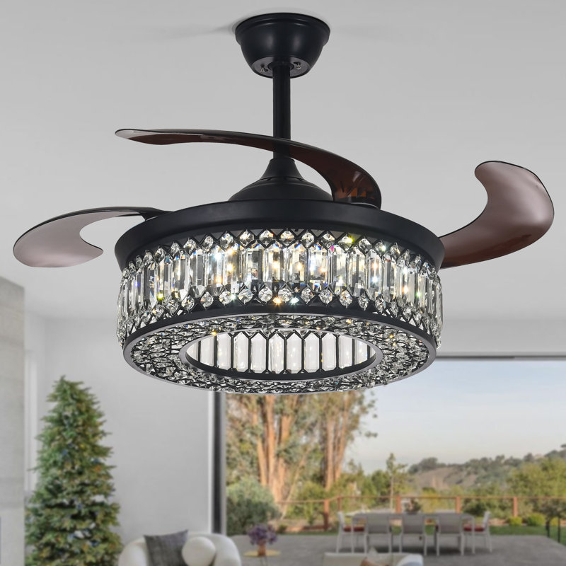 Vandela 42"  Crystal Ceiling Fan with Remote Control, and Reverse Function