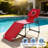 Qeetex Comfortable Folding Patio Tanning Chair with Face Hole – 5-Position Adjustable Backrest, Pillow, Side Pocket, Portable Outdoor Chaise Lounge for Garden, Poolside, Beach, Backyard – Red-110153115