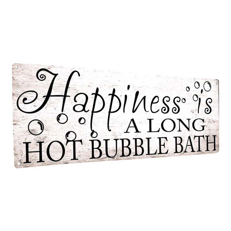Distressed, Bubble Bath Metal Sign, 5.75" H x 15.5" W x 0.04" D