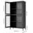4-Shelves Metal Side Cabinet With Waffle-Grids Glass Doors For Bedroom File Office --2061589774