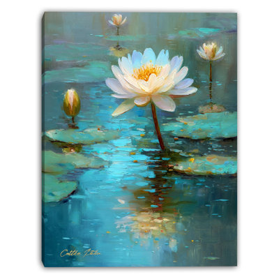 «Lotus on Blue Water», art mural sur toile