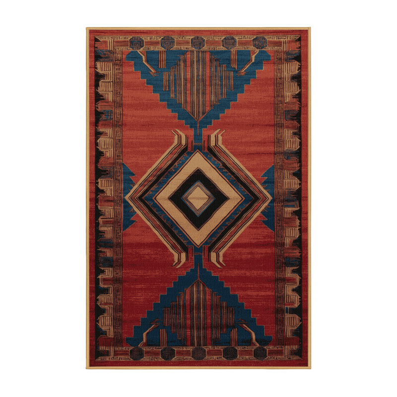 Tapis art déco brun lavable à la machine, Rectangle 3 pi x 5 pi