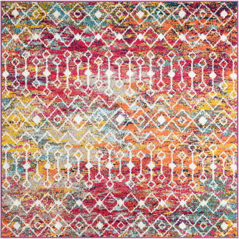 Geometric Indoor Rug, Square 5'3"