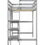Lit mezzanine simple gris avec tablettes, bureau et tableau d'écriture, permettant d'économiser de l'espace dans les chambres à coucher, en pin massif, convient à la construction de qualité commerciale, limitée - maisons-130428289