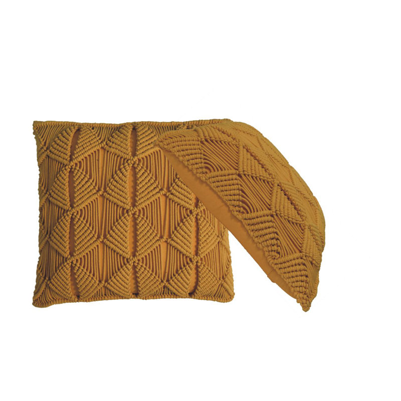Conroe Geometric Square Cushion, Mustard