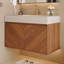 Meuble-lavabo suspendu moderne de 76 cm avec lavabo en céramique – Fermeture amortie