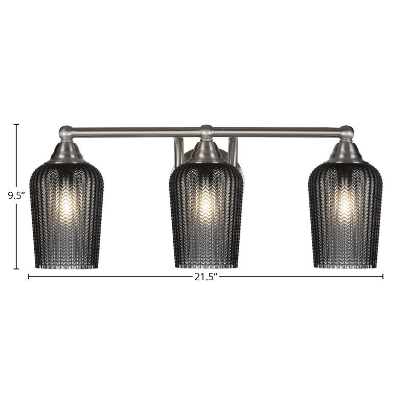 Barre d'éclairage de salle de bain 3 lumières Michell, Fumée, Nickel brossé