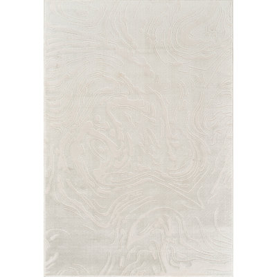 Abani Rugs SAB110A Sable Modern Abstract Marbled Swirl Carved Cream Ivory White Area Rug