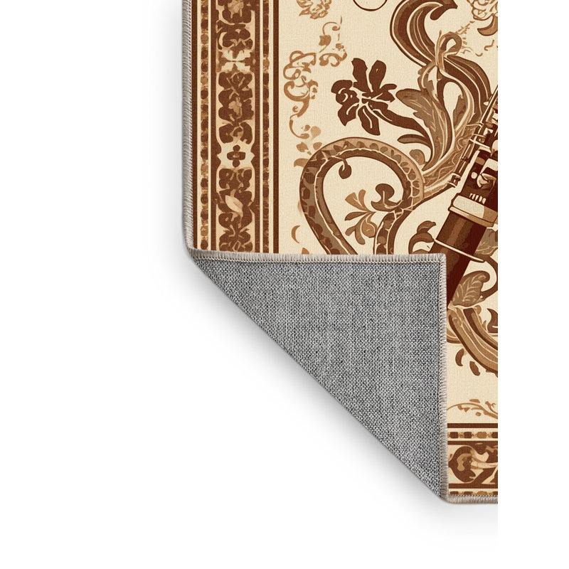 Tapis oriental beige lavable à la machine Clarinette classique Osnat, 5 x 7
