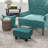 Foot Rest , Linen Upholstered With Plastic Leg Foundation For Living Area Room Foot, Covered And Legged Piece