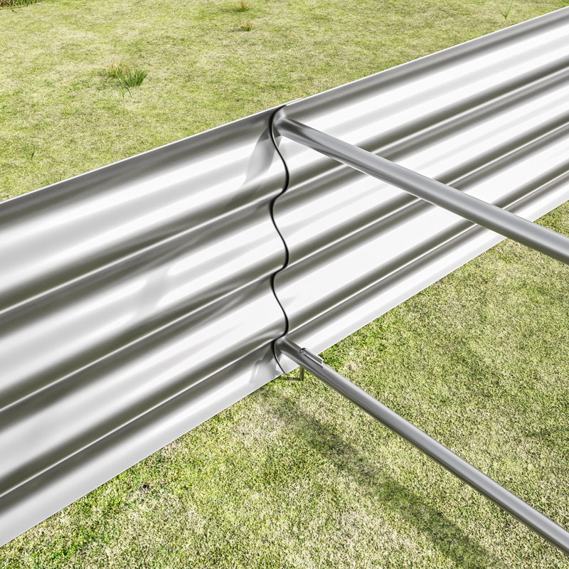 Metal Raised Garden Flower Bed - 43.85 In. Wide X 11.96 High , Rust Vegetable Kit 45.67 Deep Height , Practical, Silver