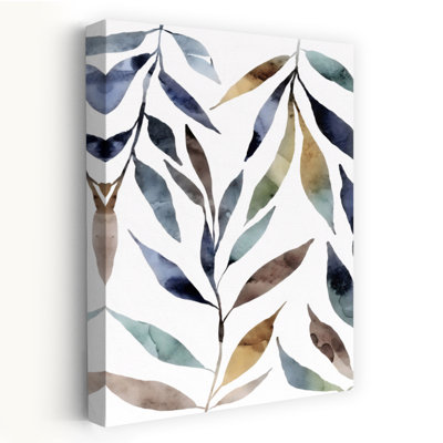 Aquarelle, feuilles, art mural abstrait contemporain