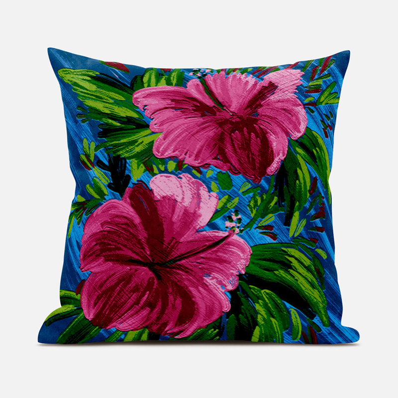 Floral Square Throw Cushion, 46cm H x 46cm W, Pink/Green/Blue