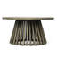 Table basse d'extérieur ronde en bois de style naturel, facile à assembler, base unique de 16 po de hauteur, éléments, 1,1 po d'épaisseur