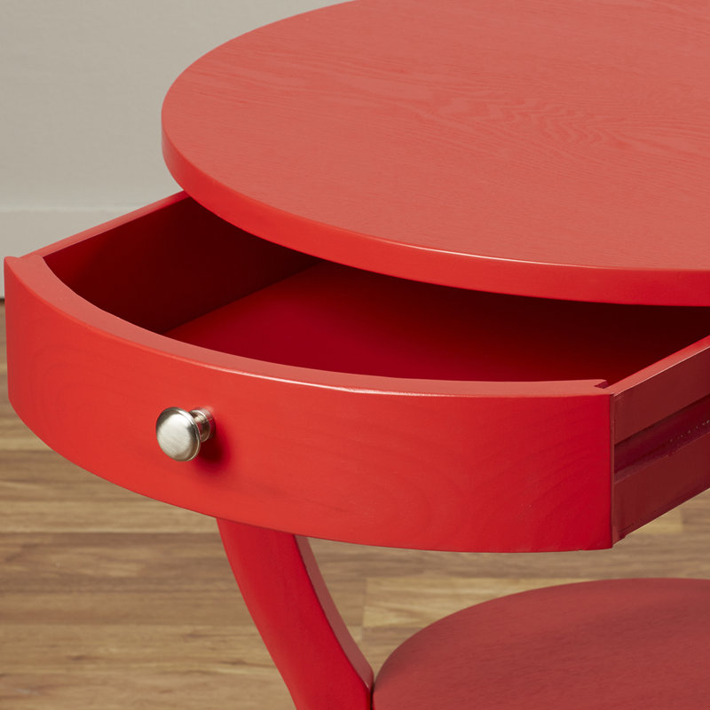Table de bout avec 3 pieds Joanna, Rouge vif
