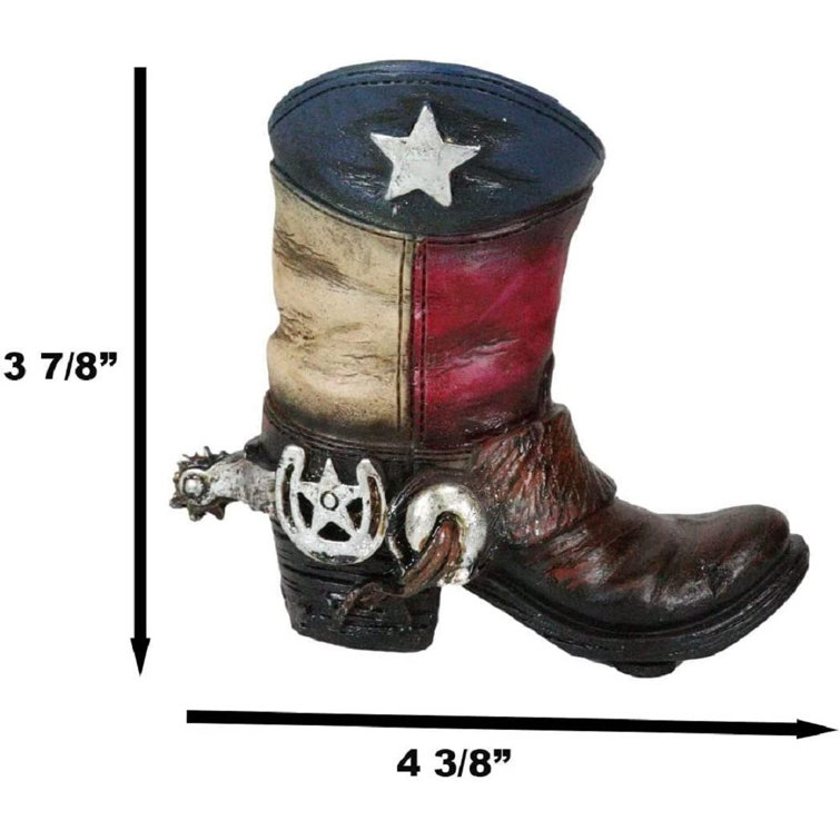 Fancy Cowboy Boot Salt and Pepper Shaker Set or Decorative Display Stand  Figurine with Spur & Texas Star for Country Western Kitchen Decor and Table