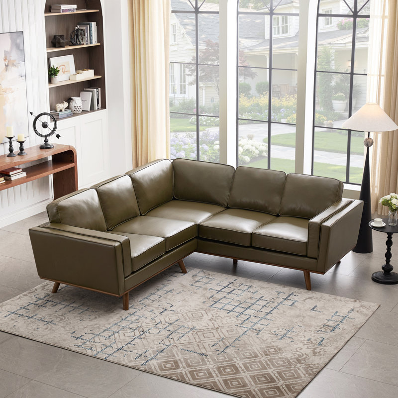 Canapé modulaire de coin en L 2 pièces 89 po Inayat, Vert