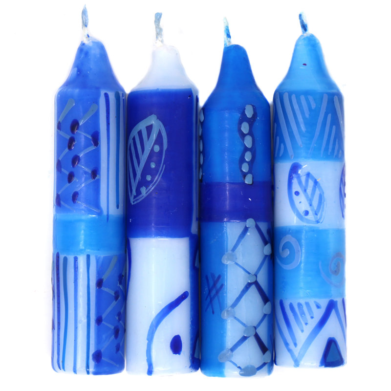 Ensemble de bougies coniques non parfumées à la main 4 pièces, Bleu
