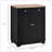 Cabinets with Solid Wood Countertop, Modern Storage with 2 Drawers, Adjustable Shelf &amp; Doors | Black | Dining Room