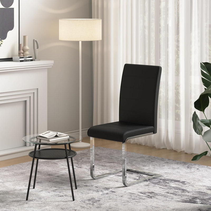 48.5cm H Upholstered Cantilever Chair, Black
