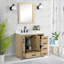 Meuble-lavabo simple 36 po avec comptoir en quartz blanc Carrara, lavabo et dosseret Hardin, pré-assemblé
