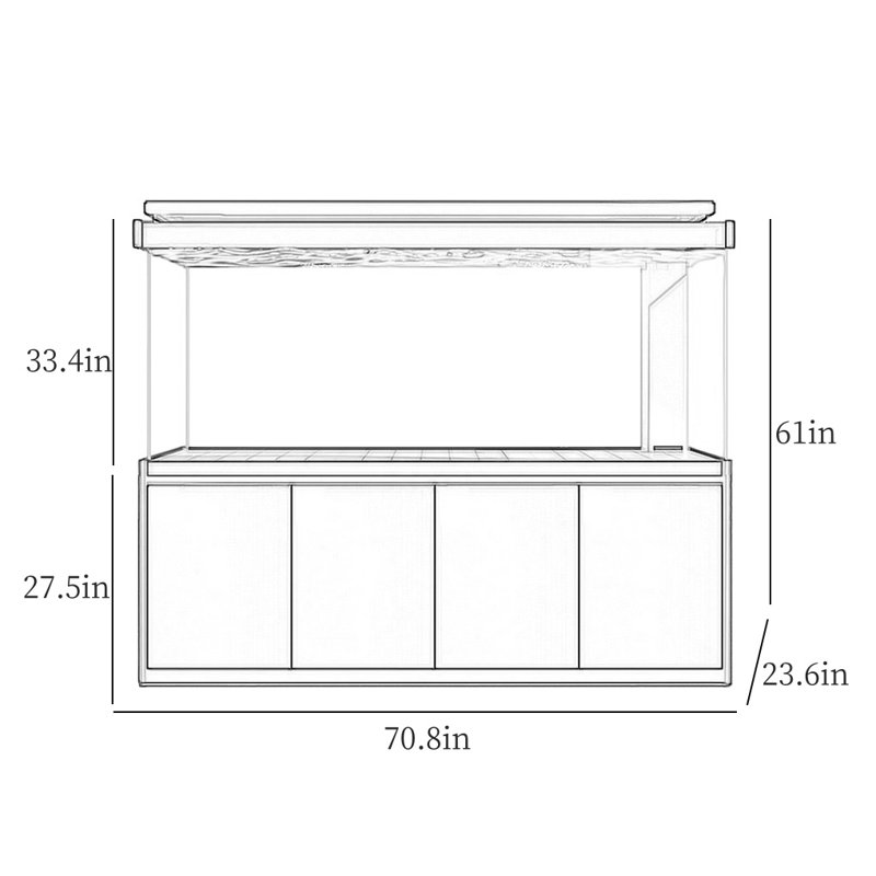 Réservoir d'aquarium rectangulaire simple et moderne Eco, 200 gallons (H 61 po x l 70,8 po x P 23,6 po)