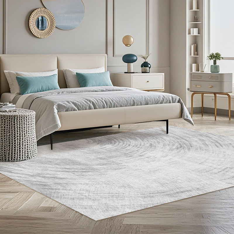 Minimalist Imitation Cashmere Area Rug, Light Gray Abstract Textured Soft Fluffy Carpet for Living Room, Bedroom, Entryway, Office, Washable Durable Modern Home Decor
