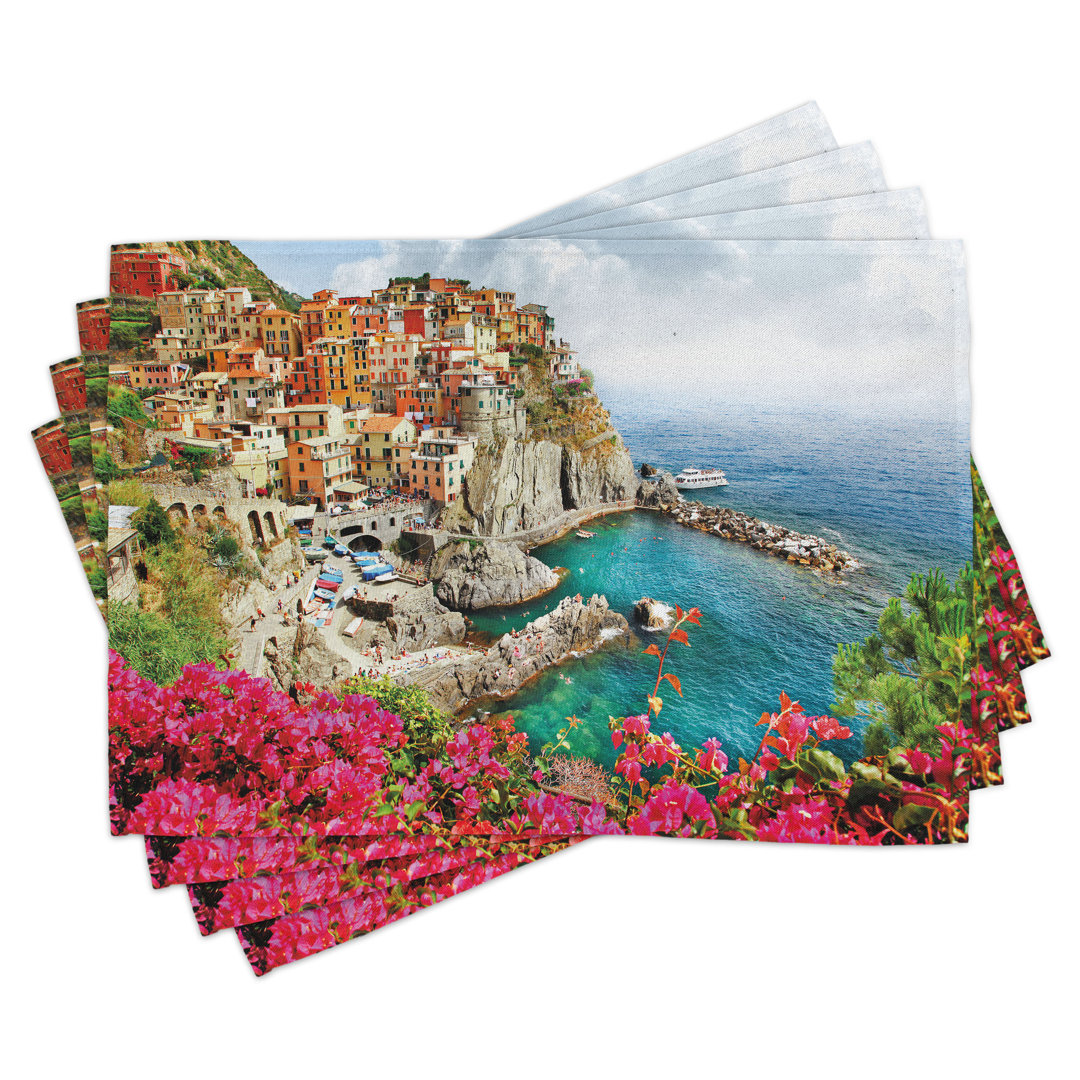 Platzdeckchen 4er-Set, Cinque Terre Beach Coast, Multicolor