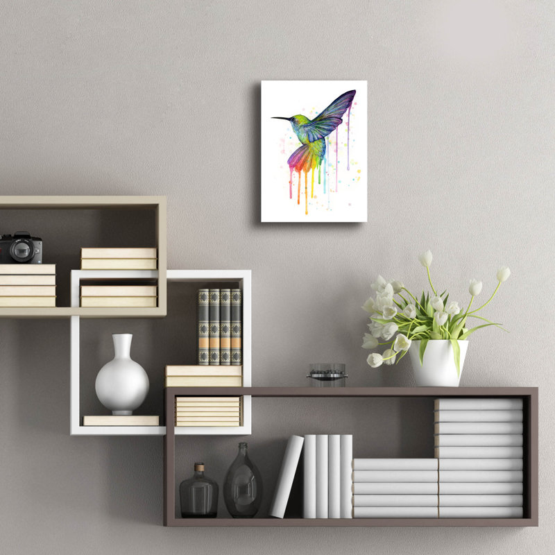 Art mural épique «Rainbow Hummingbird» par Olga Shvartsur, H 16 po x l 12 po x P 0,13 po