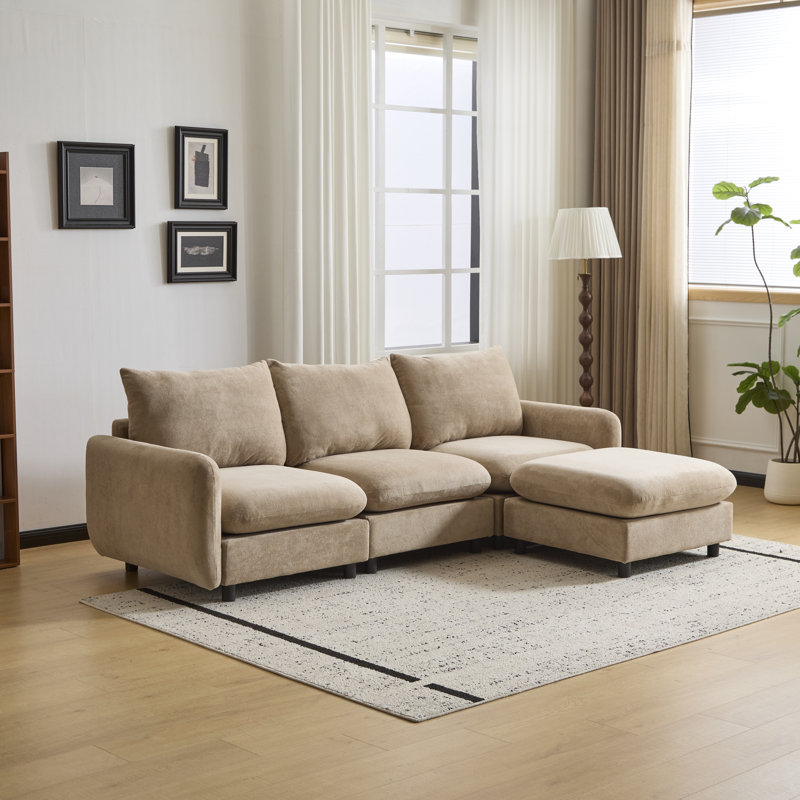 Ryder Modular Sectional Sofa, 34" H x 99.5" W x 67" D, Nomad Polyester Blend